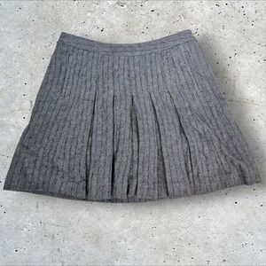 NWT Odille Antro Gray Wool Blend Houndstooth Pleated Skirt Size 12 Women's P18